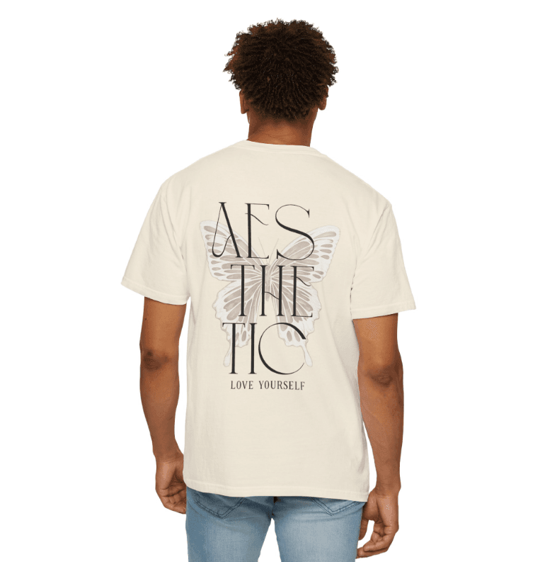 Aesthetic Love Yourself Butterfly Oversized Tee — Natural
