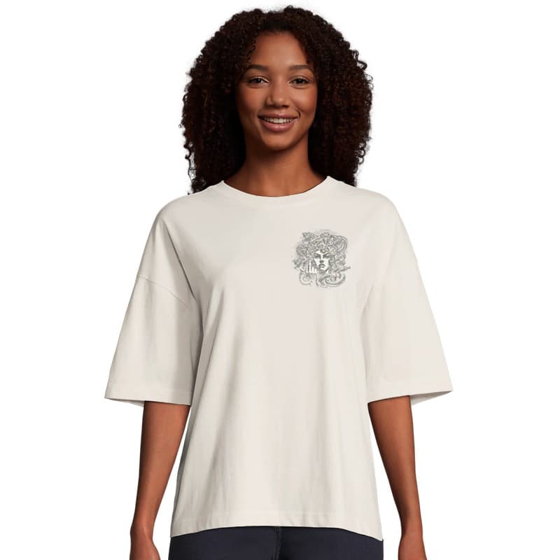 Medusa Portrait Oversized Tee — Beige
