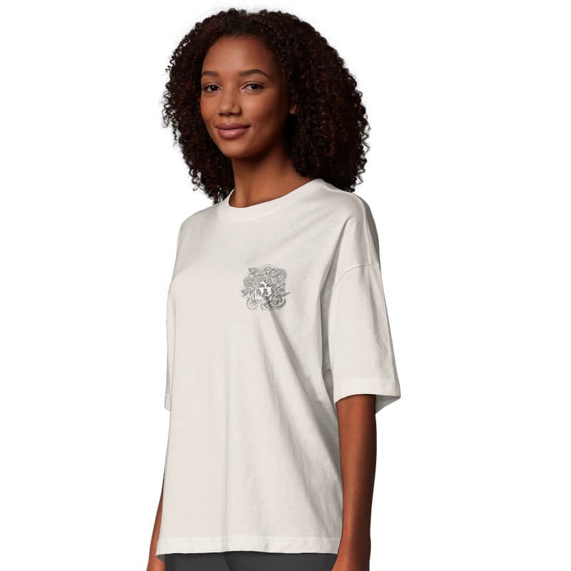 Medusa Portrait Oversized Tee — Beige