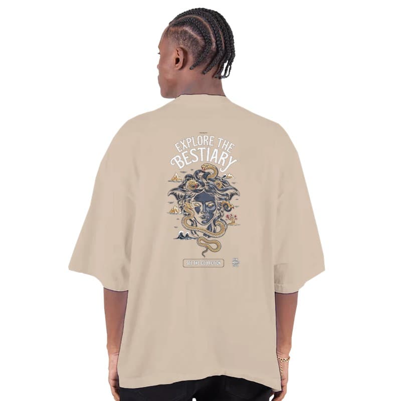 Medusa Oversized Tee — Beige