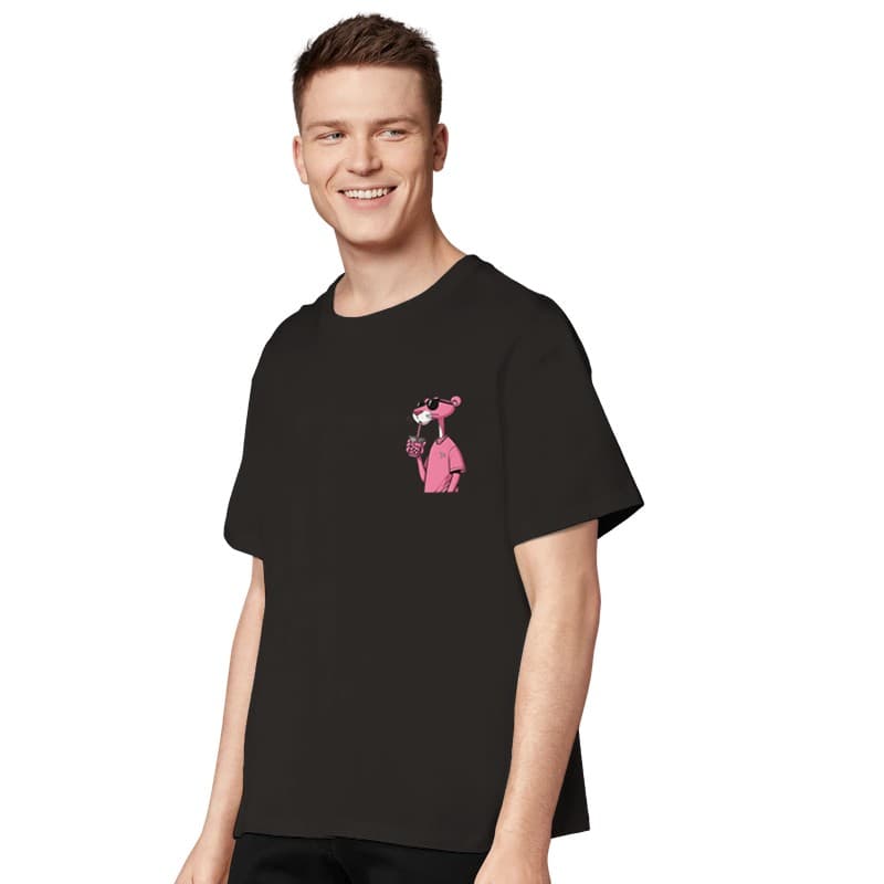 Retro Pink Panther Oversized Tee — Black