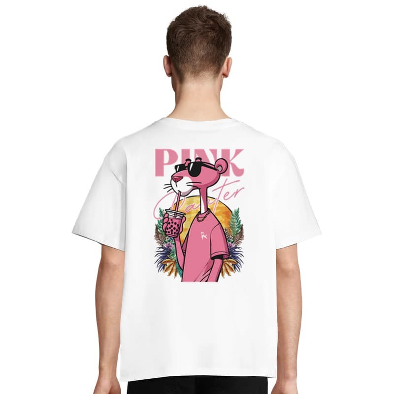 Pink Panther Oversized Tee — White